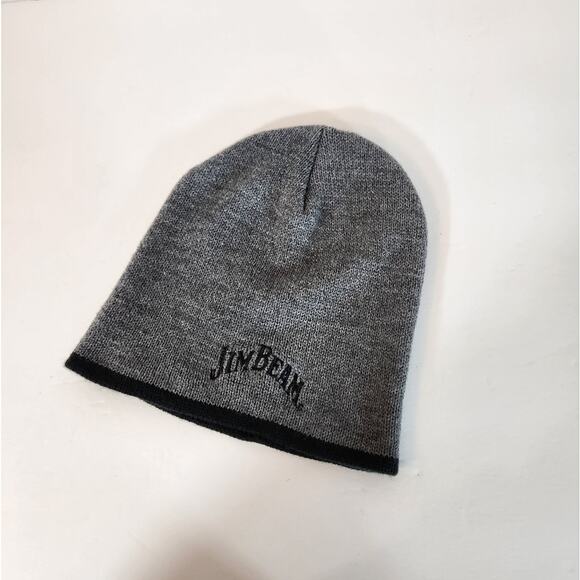 PORT & COMPANY JIM BEAM Embroidered Grey Gray Black Knitted Beanie Unisex OS - Picture 1 of 8